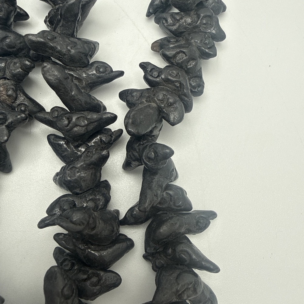 Oaxaca Mexico Barro Negro Black Pottery 28" Beaded Necklace Bird Fetish Folk Art - Picture 7 of 8